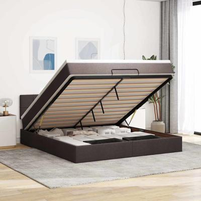 Ottoman bed met matras 160x200cm stof donkerbruin