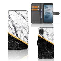 Nokia C2 2nd Edition | Bookcase | Marmer Wit Zwart - Origineel Cadeau Man