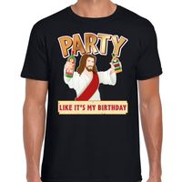 Fout kerst t-shirt zwart met party Jezus voor heren - thumbnail