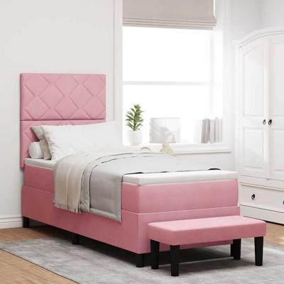 Boxspring bed met matras Roze 80 x 200 cm Fluweel