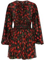 Dolce & Gabbana robe courte en soie à imprimé graphique - Noir