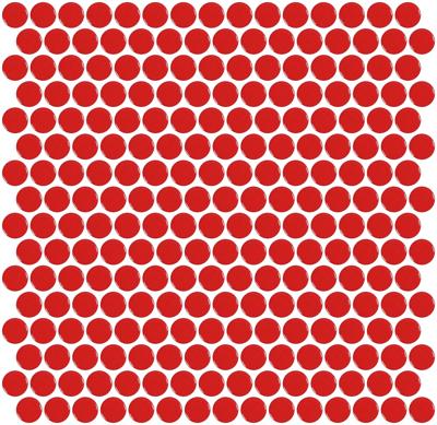 Mozaïek tegels Penny Rood Glans 31,5x29,1 - Rond Wand en vloer Geglazuurde porseleinen steengoed