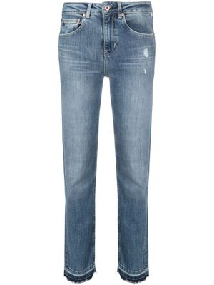 AG Jeans jean cigarette Girlfriend à effet usé - Bleu
