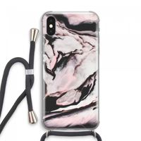 Roze stroom: iPhone XS Max Transparant Hoesje met koord