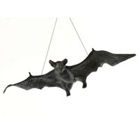 Rubies Nep vleermuis - 58 cm - hangend - zwart - Horror/griezel thema decoratie dieren - Feestdecoratievoorwerp - thumbnail