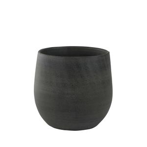 Plantenpot/bloempot in een strakke Modern design look grafiet Dia 15 cm en Hoogte 13 cm