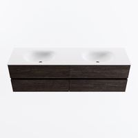 MONDIAZ VICA 170cm badmeubel onderkast Dark Brown 4 lades. Wastafel MOON dubbel 2 kraangaten, kleur Talc.