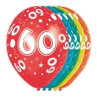 5x stuks 60 Jaar thema versiering helium ballonnen 30 cm - thumbnail