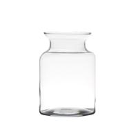 Hakbijl Glass Melkbus bloemenvaas van glas - H20 x D14 cm - Bloemen/takken/boeketten