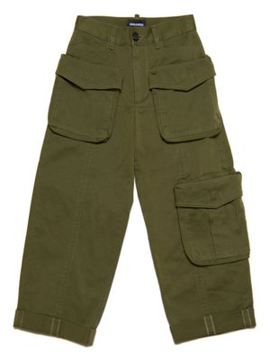 DSQUARED2 KIDS pantalon en coton à patch logo - Vert