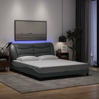 Bedframe met LED zonder matras "Hvar" 160x200 cm stof lichtgrijs