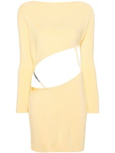 GCDS robe courte nervurée à design asymétrique - Jaune