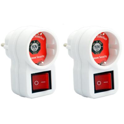 Stopcontact Adapter - 4x stuks - Enkel - Wit - Randaarde en Schakelaar - Stekkeradapter / Doorvoerst
