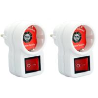 Stopcontact Adapter - 4x stuks - Enkel - Wit - Randaarde en Schakelaar - Stekkeradapter / Doorvoerst