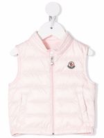 Moncler Enfant gilet matelassé à patch logo - Rose