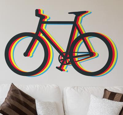 Muursticker fiets meerkleurig
