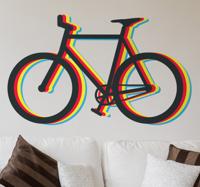 Muursticker fiets meerkleurig