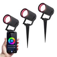 Set van 3 Spikey Smart prikspots - RGBWW - Wifi + Bluetooth - 5,5 Watt 345 lumen - IP65 Waterdicht - Bestuurbaar via app - Google Home, Amazon Alexa en Siri - Zwart - Tuinspots