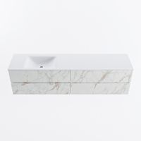 MONDIAZ VICA 190cm badmeubel onderkast Carrara 4 lades. Wastafel CLOUD links zonder kraangat, kleur Talc. - thumbnail