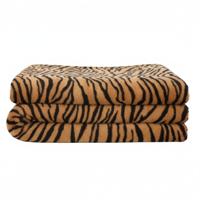 Fleece dekentjes met dierenprint - bruine tijger print - 120 x 160 cm - warme plaid