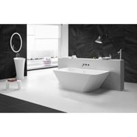 Wiesbaden Inge Solid Surface Half Vrijstaand Bad - 180x84x57cm - Mat Wit