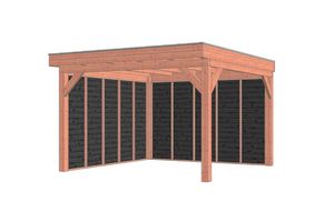 Trendhout Buitenverblijf Refter XL 375x400 cm - Combinatie 1- Plat dak- Onbehandeld lariks Douglas hout- Trendhout