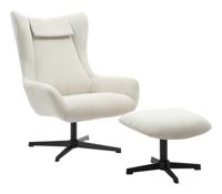Artistiq Draaifauteuil 'Mendy' Met hocker, Rib, kleur Beige