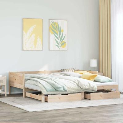 Slaapbank met onderschuifbed en lades zonder matras 80x200 cm