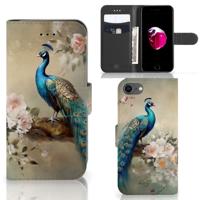 Telefoonhoesje | Met pasjeshouder | voor iPhone 7 | 8 | SE (2020) | SE (2022) Vintage Pauwen