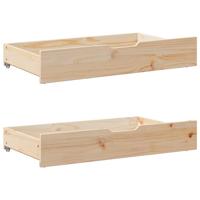 Bedlades 2 st met wieltjes 95x55x16 cm massief grenenhout