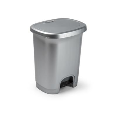 Plasticforte Pedaalemmer - 8L - zilverkleurig - kunststof - 25 x 21 x 30 cm
