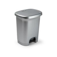 Plasticforte Pedaalemmer - 8L - zilverkleurig - kunststof - 25 x 21 x 30 cm