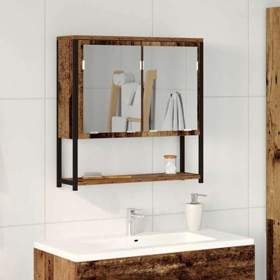 Badkamerspiegelkast Oud hout 60 x 16 x 60 cm Bewerkt hout