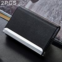 2 PC's Lichi textuur visitekaartje houder Credit Card ID Case Holder(Black)