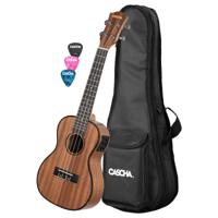 Cascha HH 2035EL concert ukelele mahonie met pick-up en gigbag linkshandig - thumbnail