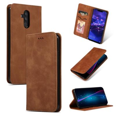 Retro huid feel Business magnetische horizontale Flip lederen case voor Huawei Mate20 Lite (bruin)