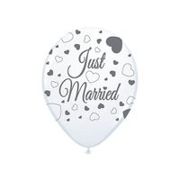 8x stuks Just Married bruiloft thema versiering ballonnen - thumbnail