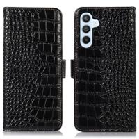 Samsung Galaxy S23 FE Crocodile Series Wallet Leren Hoesje met RFID - Zwart - thumbnail