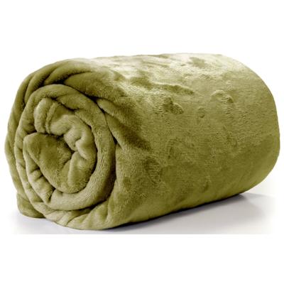 Unique Living Plaid - fleece deken - olijf groen - polyester - 130 x 180 cm