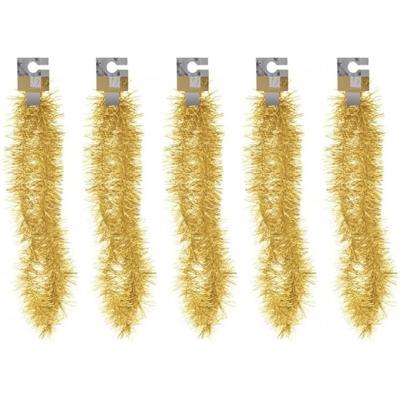 Kerst folieslinger - 5x - goud - 180 cm - tinsel - kerstslinger - kerstboomslinger