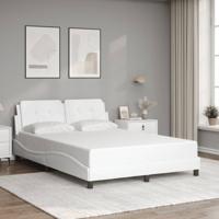 Bedframe met hoofdbord kunstleer wit 140x200 cm
