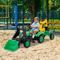 3-In-1 Graaflaadmachine voor Kinderen Bulldozer met 6 Wielen Buitenspeelgoed voor Kinderen Tractor voor 3-6 Jaar Oude Groen