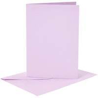 Kaarten en enveloppen, afmeting kaart 10,5x15 cm, afmeting envelop 11,5x16,5 cm, 120+210 gr, lichtpaars, 6 set/ 1 doos
