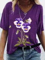 Women's Alzheimer's Awareness Floral Print T-Shirt - thumbnail
