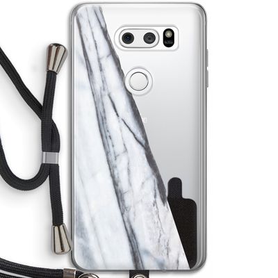 Gestreepte marmer: LG V30 Transparant Hoesje met koord