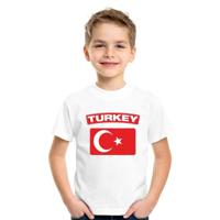 Supporters kleding - t-shirt van vlag Turkije - wit - voor kinderen - korte mouwen - sport