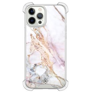 iPhone 12 (Pro) siliconen shockproof hoesje - Parelmoer marmer