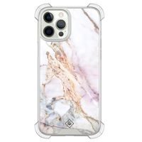iPhone 12 (Pro) siliconen shockproof hoesje - Parelmoer marmer