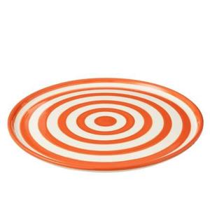 J-Line Plate Granada Stripes Ceramic White|Orange