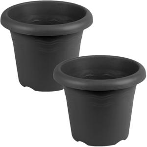 Antraciet grijze ronde plantenpot/bloempot kunststof diameter 20 cm